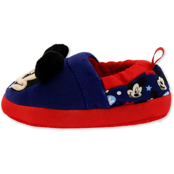 NEW Mickey Mouse Toddler Boys Slippers Blue Red Size 11-12 - Picture 4 of 7